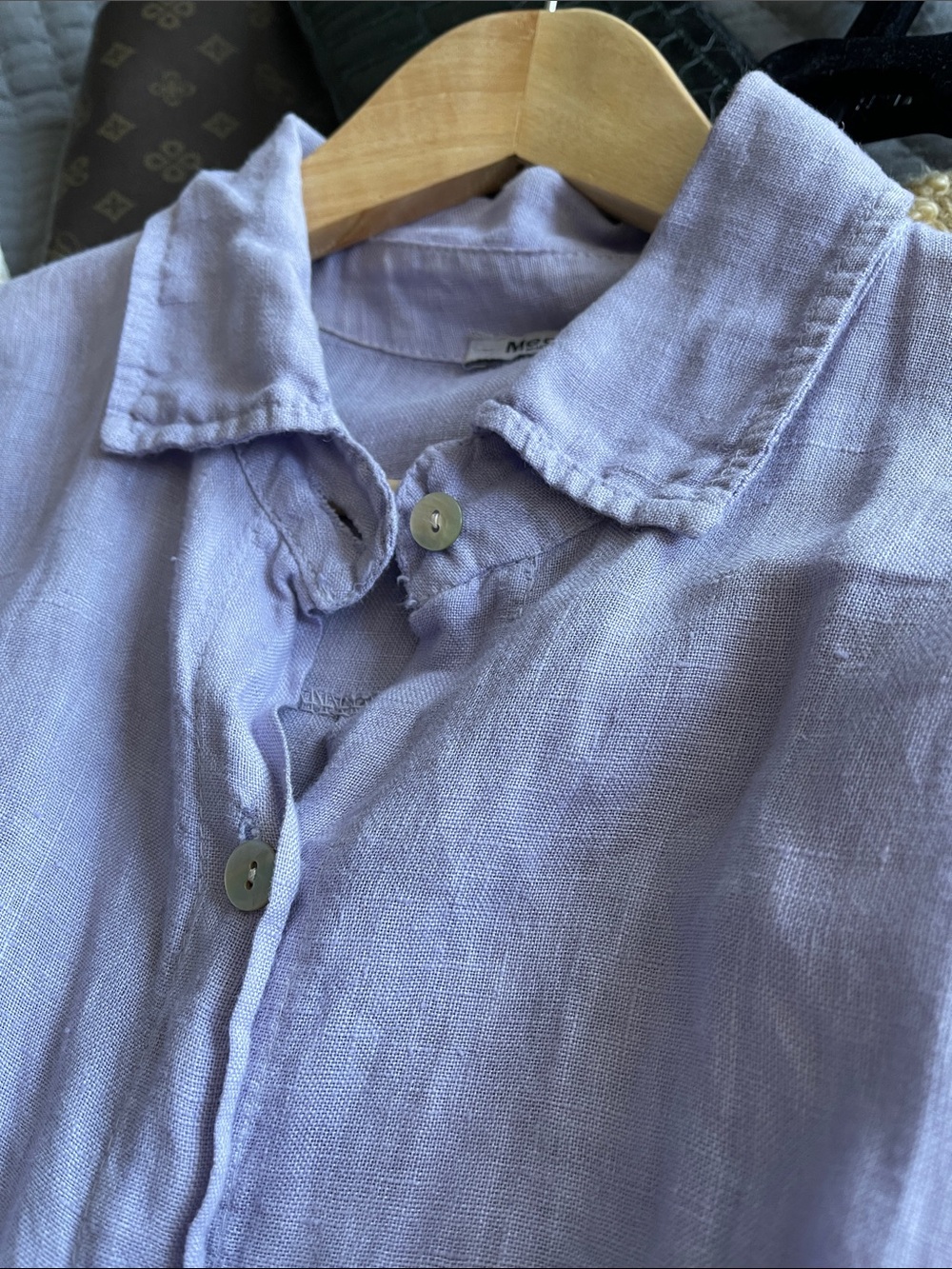 Italian 100% Linen Button-Front Maxi Dress in Lavender - Picture 9 of 9